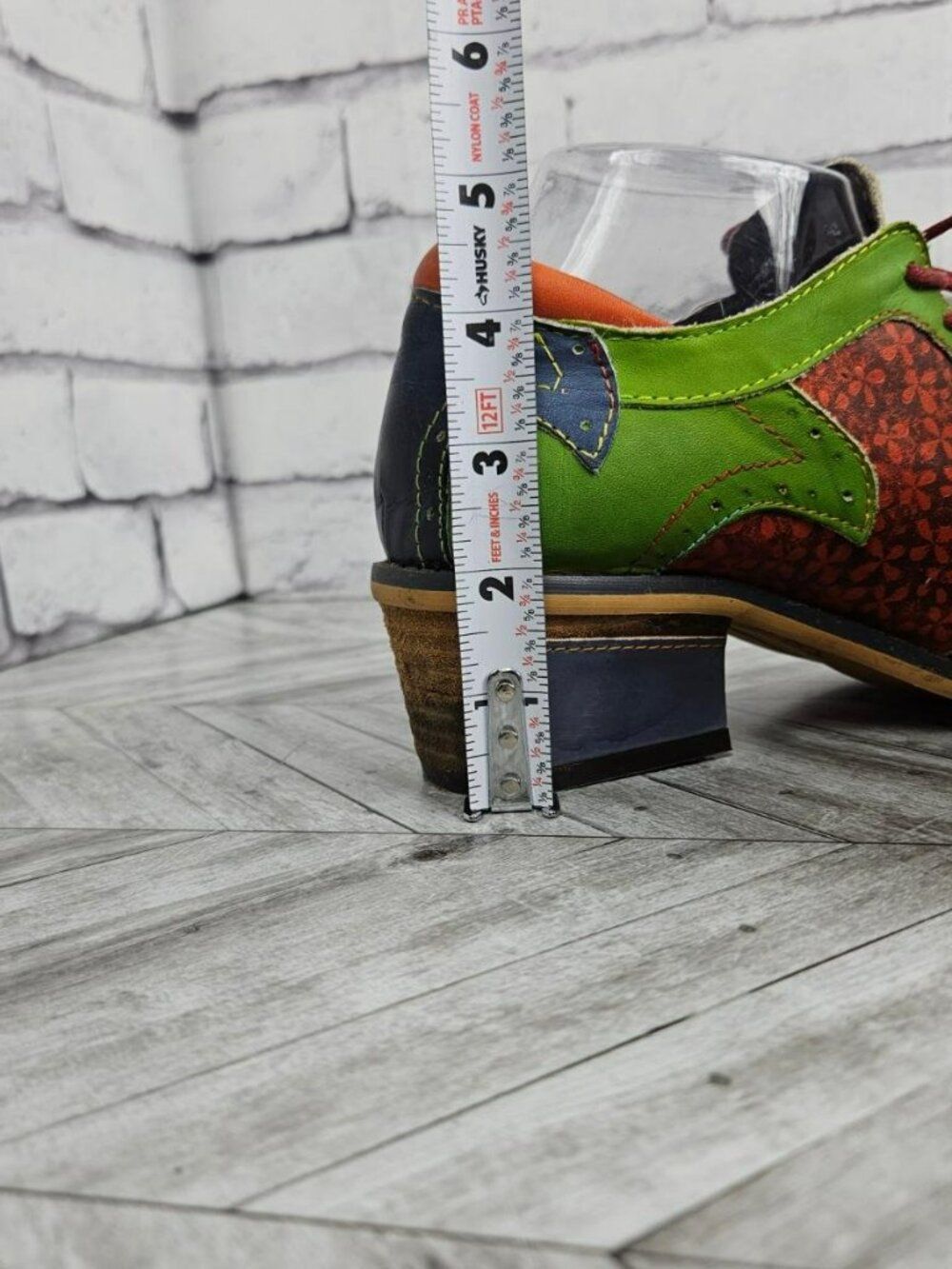 Socofy Colorful Floral Leather Oxford Shoes Womens 39 US 8.5 Block Heel Artsy - Picture 5 of 15